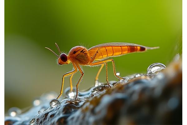春の渓流で羽化するカゲロウ