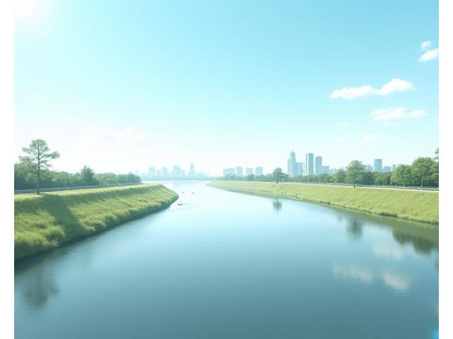 荒川の広々とした水辺と遠くに見えるビル群